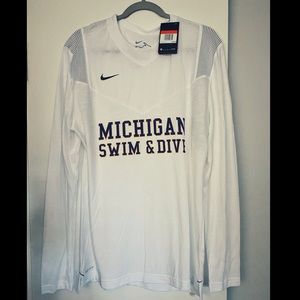Nike Michigan Swim & Dive white mens dri fit long sleeve large